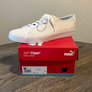 Mens size 12 All white Puma “Bari” Brand New never worn with box.